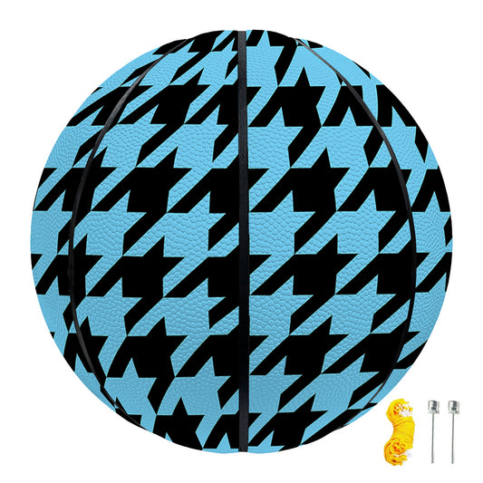Blue And Black Houndstooth Pattern Print Basketball