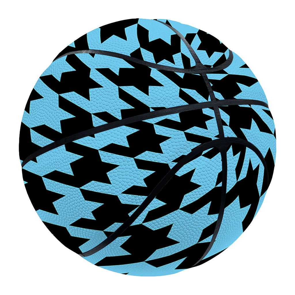 Blue And Black Houndstooth Pattern Print Basketball