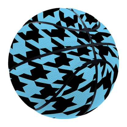 Blue And Black Houndstooth Pattern Print Basketball