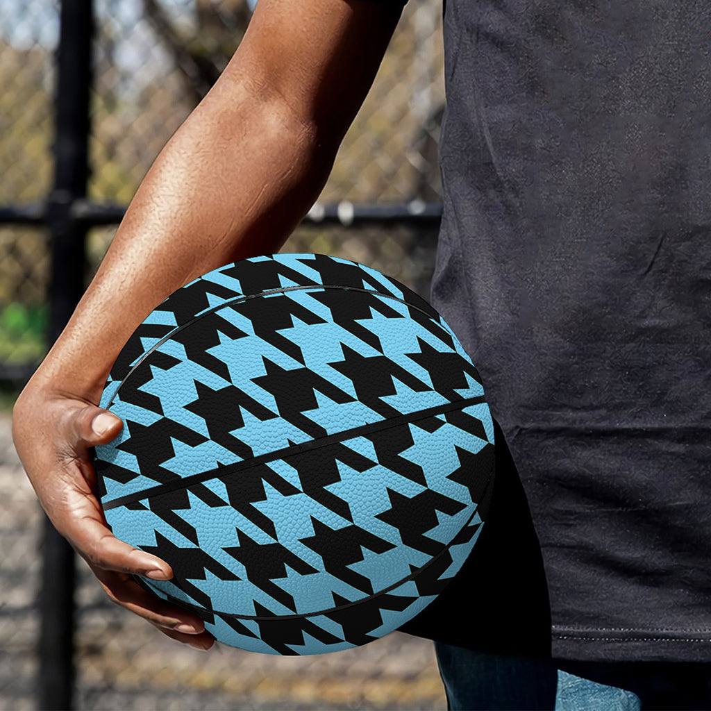 Blue And Black Houndstooth Pattern Print Basketball
