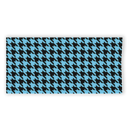 Blue And Black Houndstooth Pattern Print Beach Towel