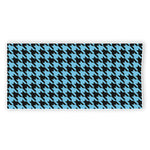Blue And Black Houndstooth Pattern Print Beach Towel
