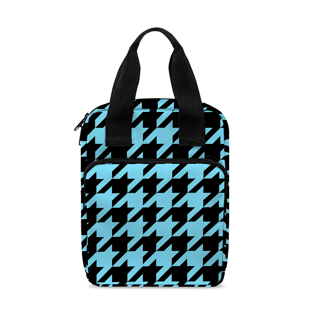 Blue And Black Houndstooth Pattern Print Bible Tote Bag