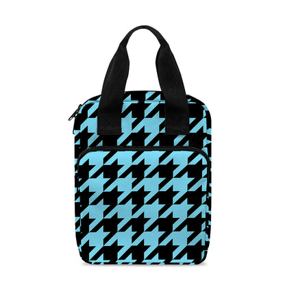 Blue And Black Houndstooth Pattern Print Bible Tote Bag