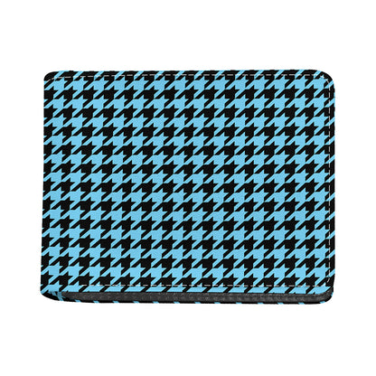 Blue And Black Houndstooth Pattern Print Bifold Wallet
