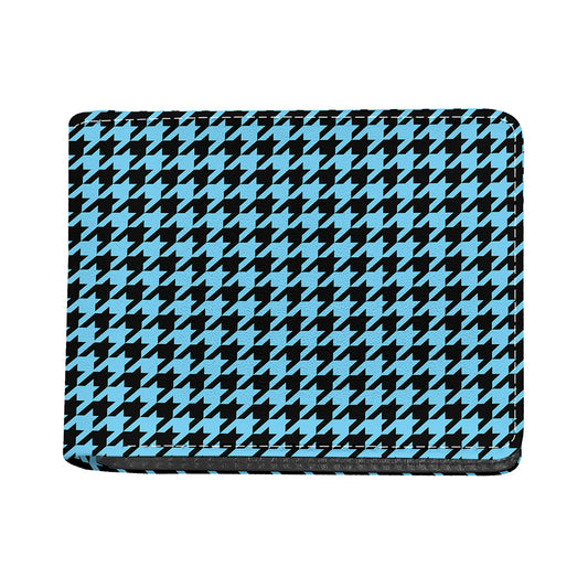 Blue And Black Houndstooth Pattern Print Bifold Wallet