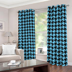 Blue And Black Houndstooth Pattern Print Blackout Grommet Curtains