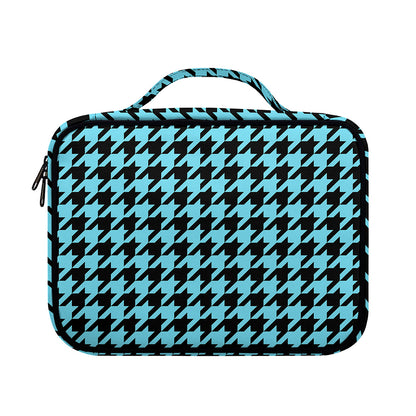Blue And Black Houndstooth Pattern Print Briefcase Bible Bag