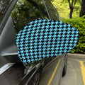 Blue And Black Houndstooth Pattern Print Car Side Mirror Covers