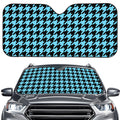Blue And Black Houndstooth Pattern Print Car Windshield Sun Shade