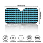 Blue And Black Houndstooth Pattern Print Car Windshield Sun Shade