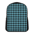 Blue And Black Houndstooth Pattern Print Casual Backpack