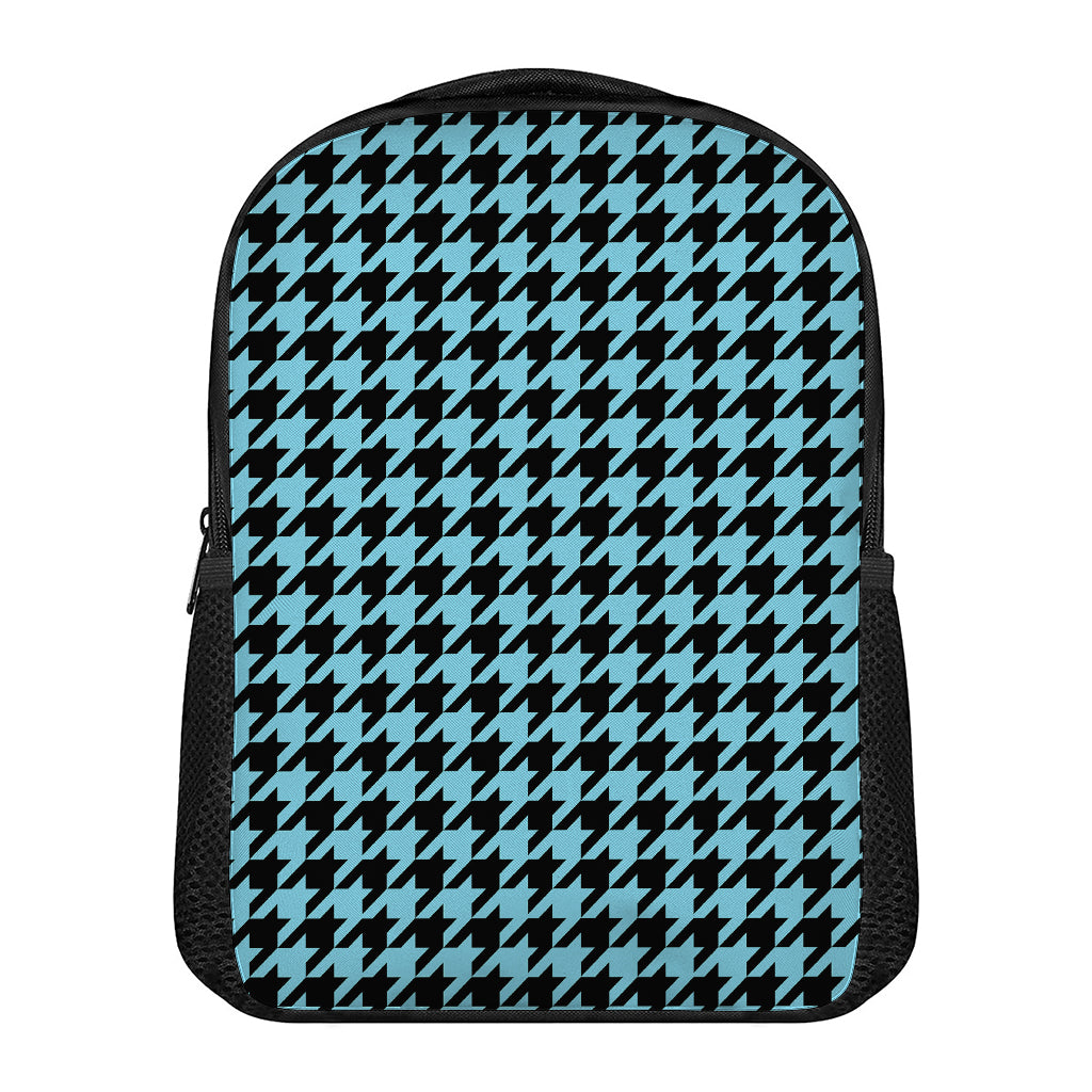 Blue And Black Houndstooth Pattern Print Casual Backpack