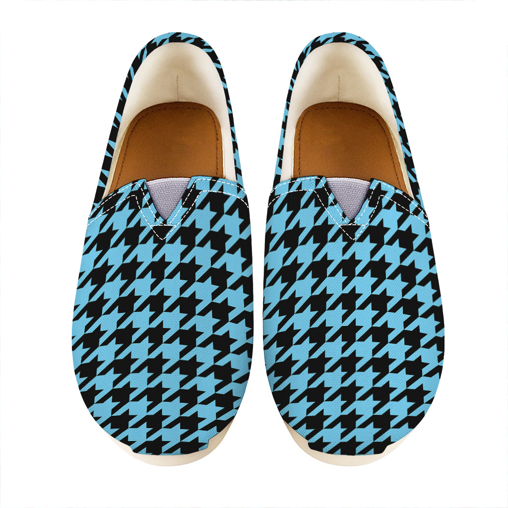 Blue And Black Houndstooth Pattern Print Casual Shoes