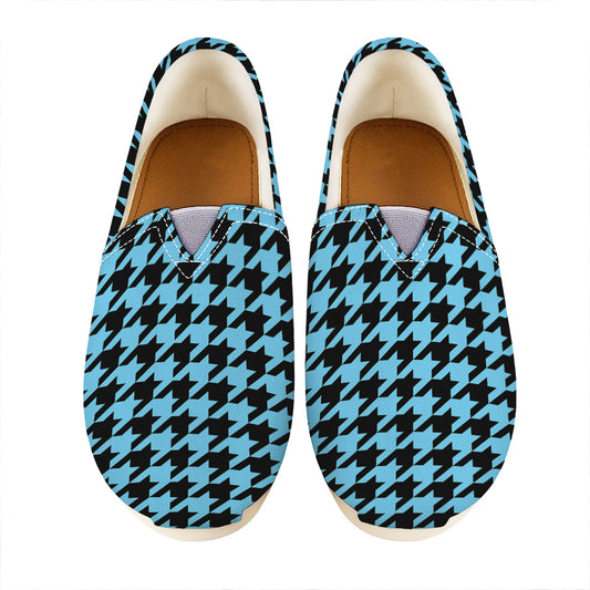 Blue And Black Houndstooth Pattern Print Casual Shoes