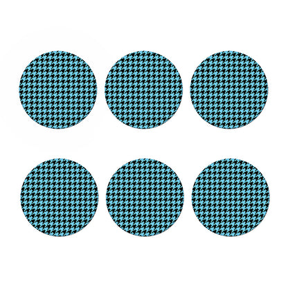 Blue And Black Houndstooth Pattern Print Coaster Set