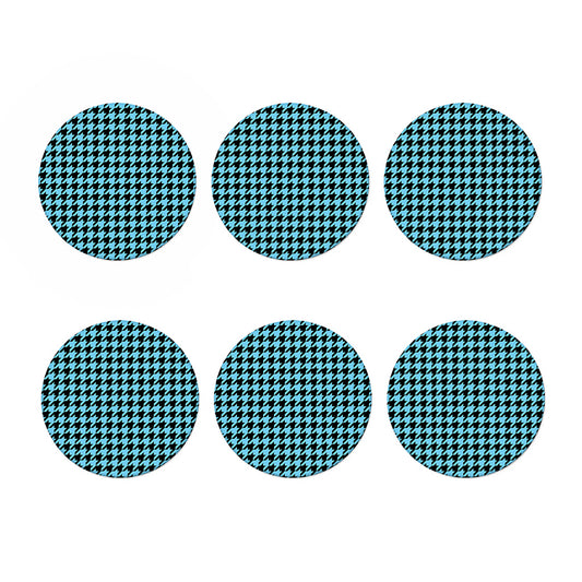 Blue And Black Houndstooth Pattern Print Coaster Set