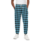 Blue And Black Houndstooth Pattern Print Cotton Pants