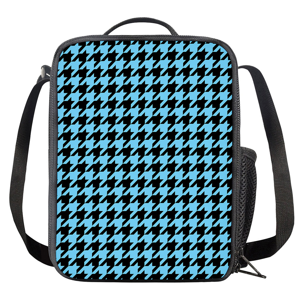 Blue And Black Houndstooth Pattern Print Crossbody Lunch Bag