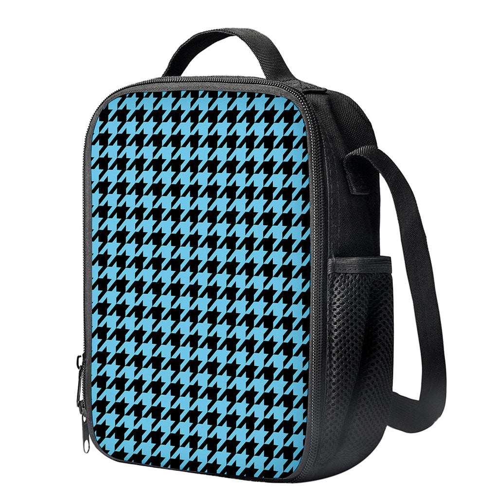Blue And Black Houndstooth Pattern Print Crossbody Lunch Bag