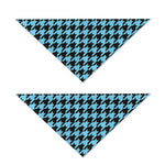 Blue And Black Houndstooth Pattern Print Dog Bandana