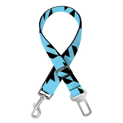 Blue And Black Houndstooth Pattern Print Dog Seat Belt