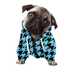 Blue And Black Houndstooth Pattern Print Dog Zip Up Hoodie