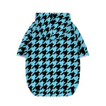 Blue And Black Houndstooth Pattern Print Dog Zip Up Hoodie