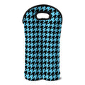 Blue And Black Houndstooth Pattern Print Double Neoprene Wine Tote