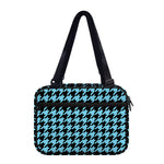 Blue And Black Houndstooth Pattern Print Double Strap Bible Bag