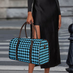Blue And Black Houndstooth Pattern Print Duffle Bag
