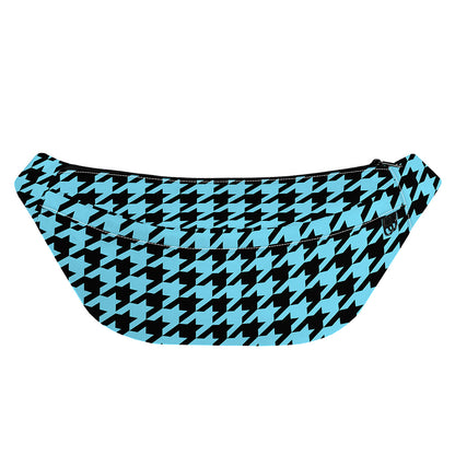 Blue And Black Houndstooth Pattern Print Fanny Pack