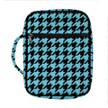 Blue And Black Houndstooth Pattern Print Front Pocket Bible Bag