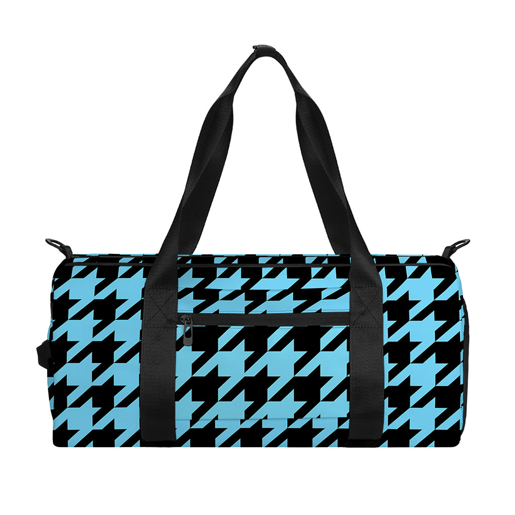 Blue And Black Houndstooth Pattern Print Gym Bag