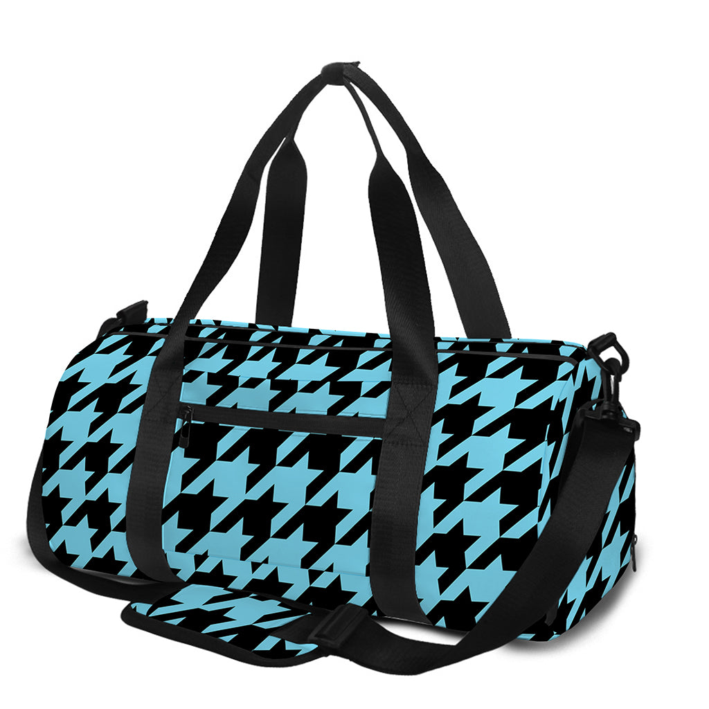Blue And Black Houndstooth Pattern Print Gym Bag
