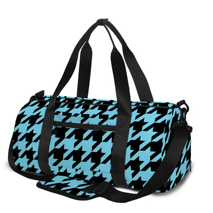 Blue And Black Houndstooth Pattern Print Gym Bag