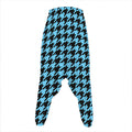 Blue And Black Houndstooth Pattern Print Hammer Pants