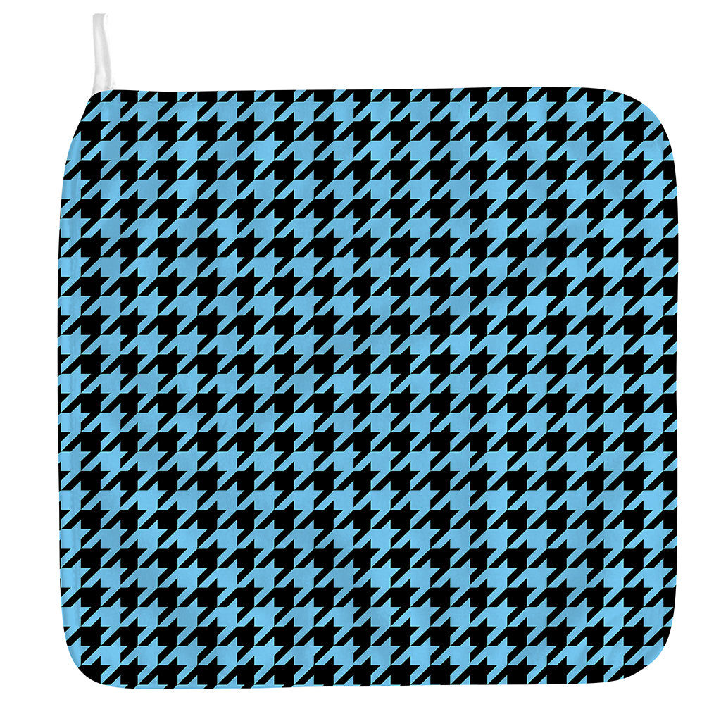 Blue And Black Houndstooth Pattern Print Hand Towel