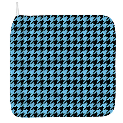 Blue And Black Houndstooth Pattern Print Hand Towel