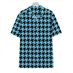 Blue And Black Houndstooth Pattern Print Hawaiian Shirt