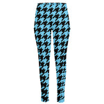 Blue And Black Houndstooth Pattern Print High-Waisted Pocket Leggings