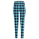 Blue And Black Houndstooth Pattern Print High-Waisted Pocket Leggings