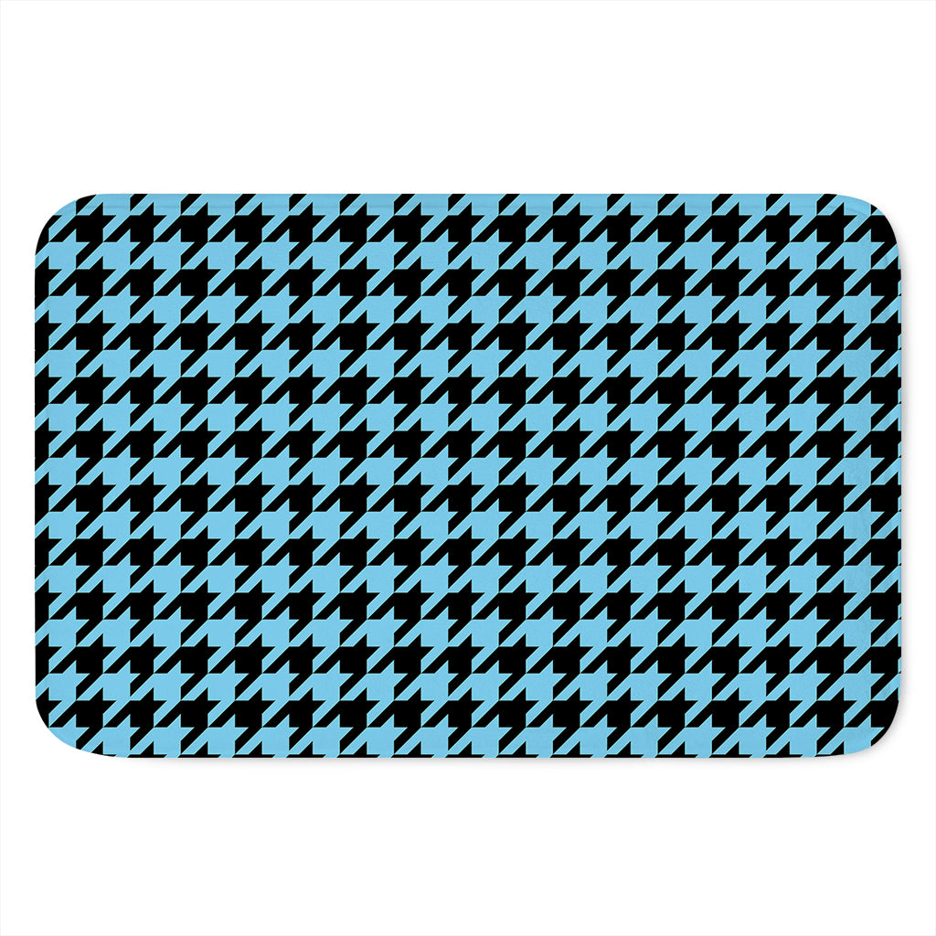 Blue And Black Houndstooth Pattern Print Indoor Door Mat