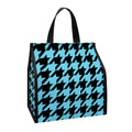 Blue And Black Houndstooth Pattern Print Insulated Lunch Tote