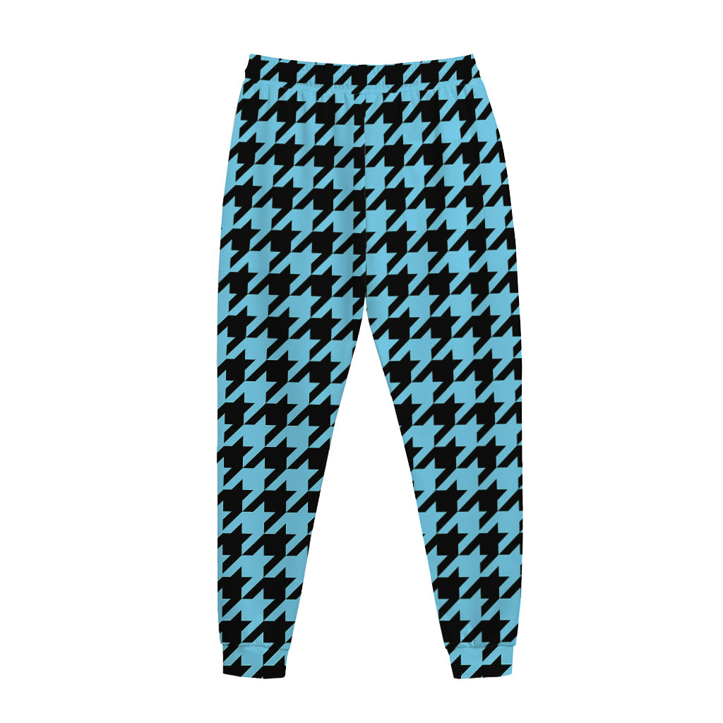 Blue And Black Houndstooth Pattern Print Jogger Pants
