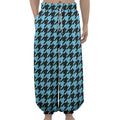 Blue And Black Houndstooth Pattern Print Lantern Pants