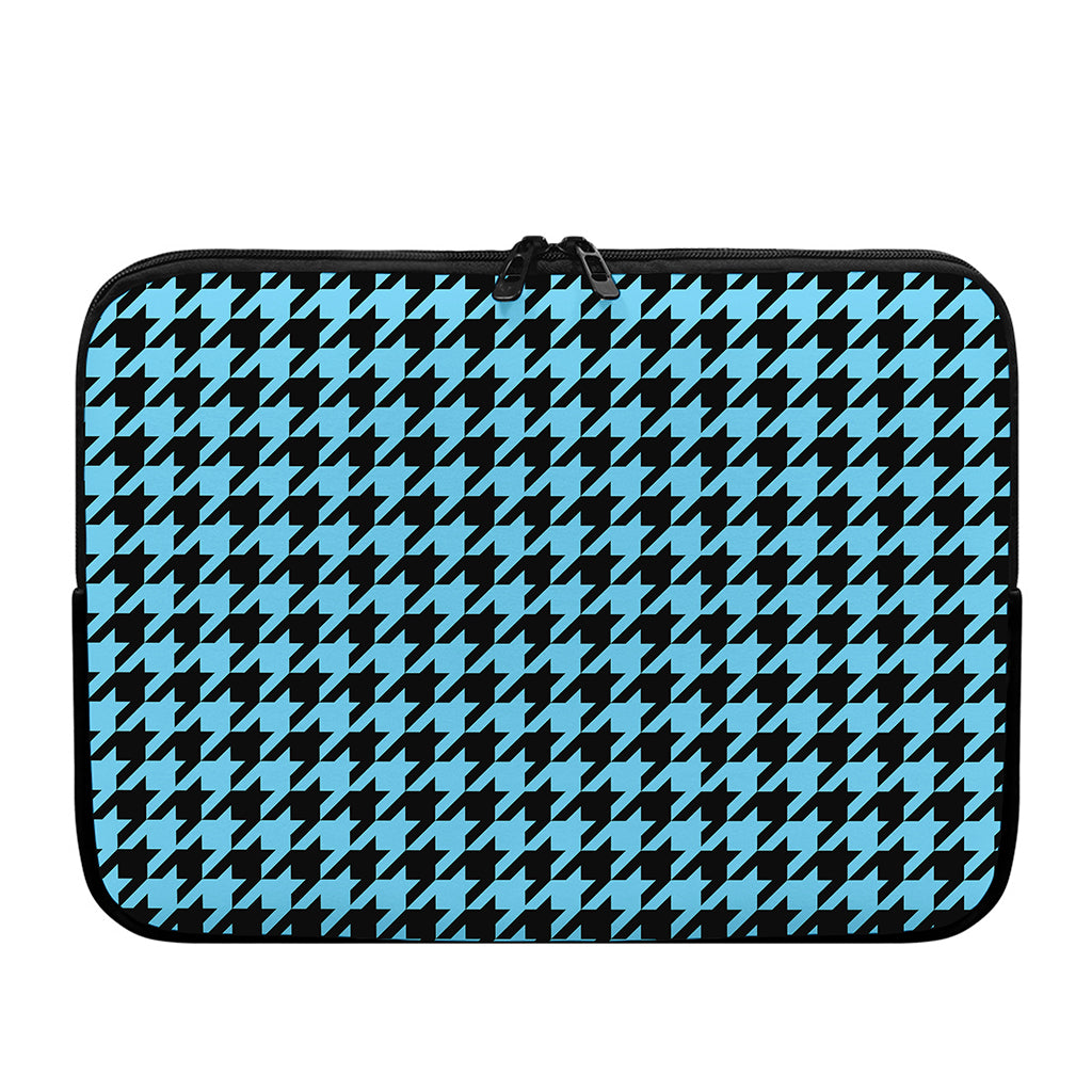 Blue And Black Houndstooth Pattern Print Laptop Sleeve