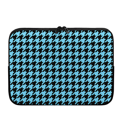 Blue And Black Houndstooth Pattern Print Laptop Sleeve