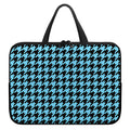 Blue And Black Houndstooth Pattern Print Laptop Sleeve With Handle