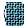 Blue And Black Houndstooth Pattern Print Leather Bible Cover